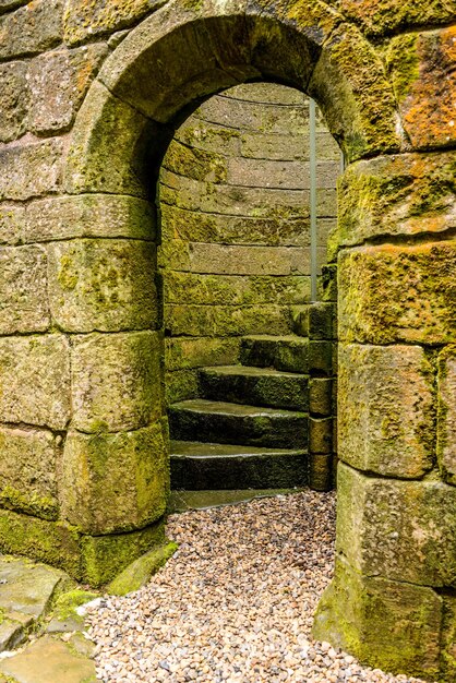 Photo stone wall of old ruin