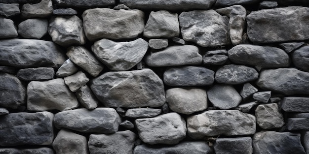 A stone wall with black and gray stones.