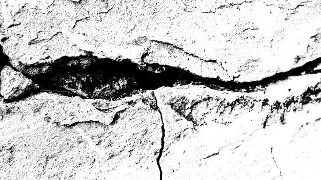 Stone wall with a crack. black and white texture for design