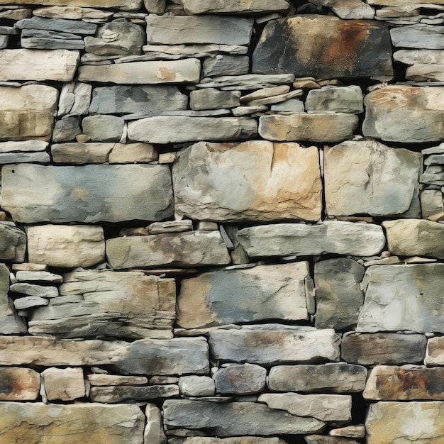 Stone wall with different colors and topographical realism tiled