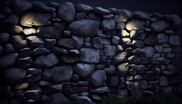 Stone wall with textured pattern ancient and weathered generative AI