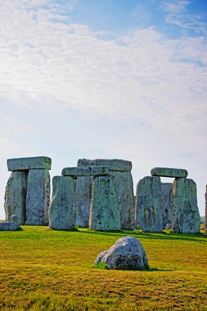 Stonehenge in Wiltshire of England. It is a prehistoric monument 8 miles north from Salisbury, in the place called Wiltshire in South West England. It is under protection of UNESCO.