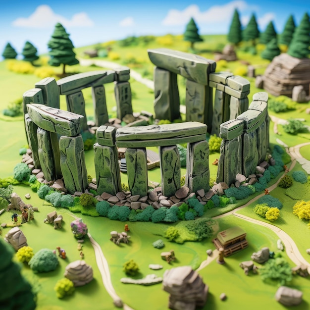 Stonehenge Wiltshire England with 3d craft and isolated background