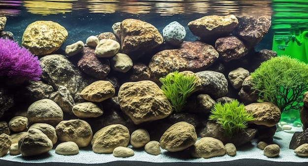 Photo stones in the aquarium ai generation