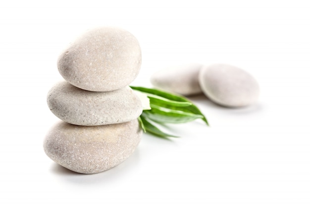 Stones and green leaves 