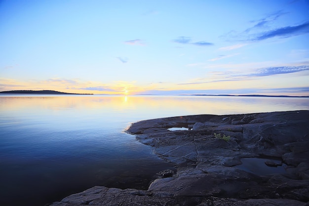 stones lakeside landscape coast view