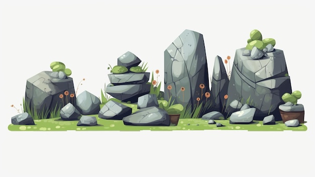 stones lie on the grass Generative AI