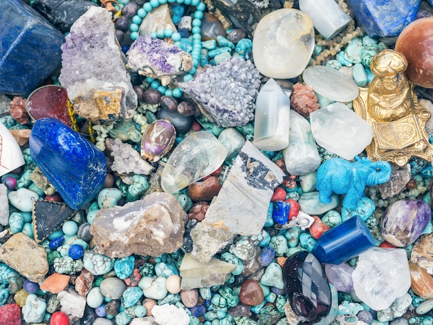 Photo stones and minerals at the flee market stall