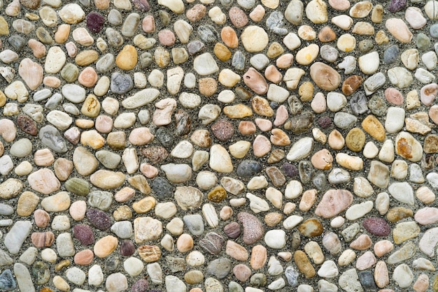 Stones and pebbles used to decorate wall