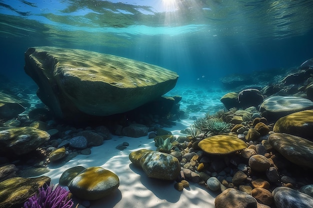 Камни под водой моря