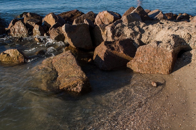 Stones in the water on the seashore