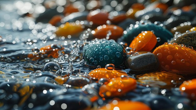 Stones under water