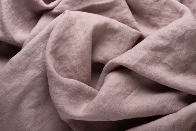 Stonewashed linen fabric in lilac color