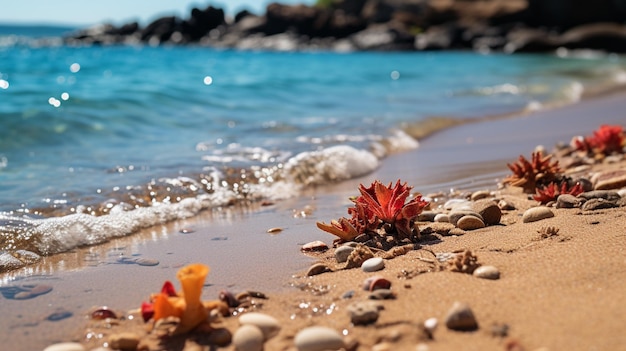 stony beach HD 8K wallpaper Stock Photographic Image