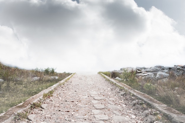 Photo stony path leading to horizon