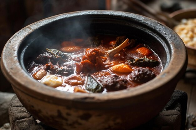 Stoomend authentiek Koreaans gerecht tteokbokki Uien visbrood gekookte eieren AI gegenereerd