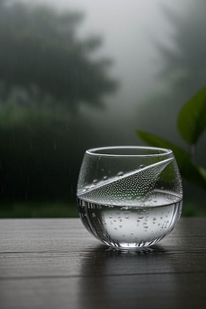 Foto stoomende koffiekop op een regenachtige dag raam achtergrond