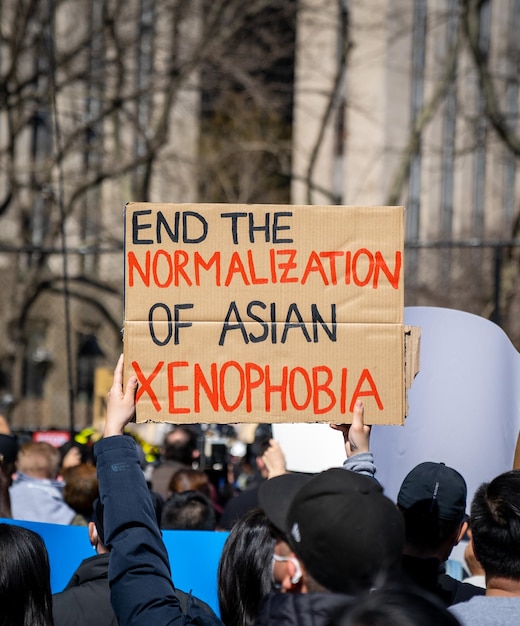 stop asian hate march in columbus park chinatown photographed in new york ny usa march 22 2021