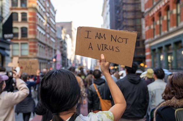 Foto stop asian hate march times square a chinatown fotografato a new york 21 marzo 2021