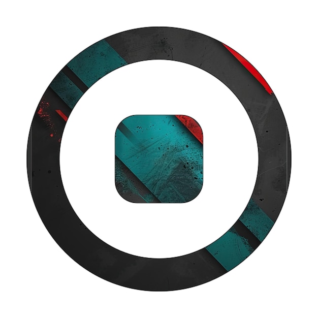 Photo stop circle icon diagonal black green red