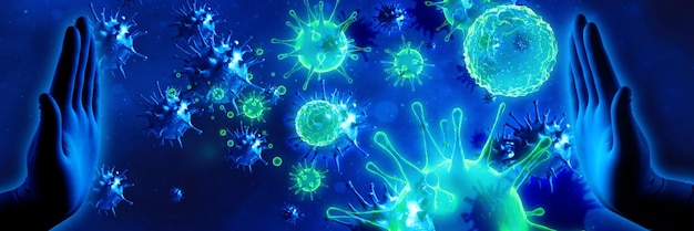 Stop corona virus background pandemic risk concept 3d illustration