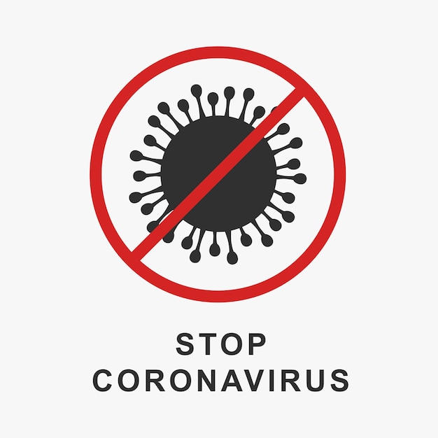 Stop coronavirus icon with stop sign isolated on white background. Vector.