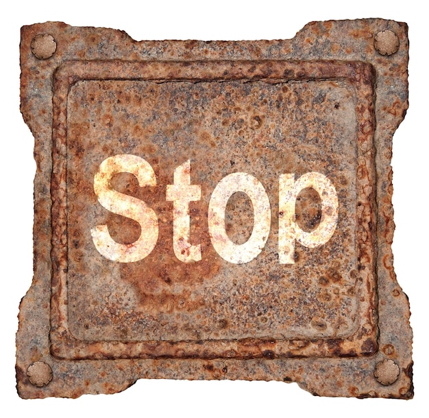 Stop icon old metal