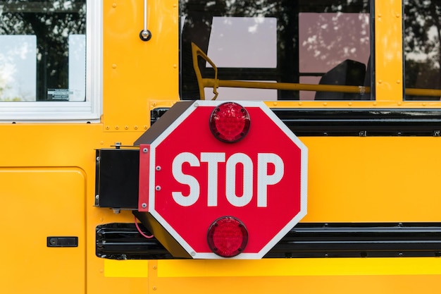 Photo stop sigh on school bus