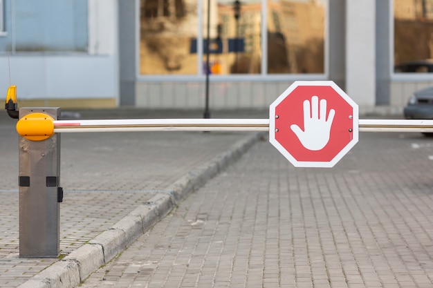 Photo stop sign barrier outdoor