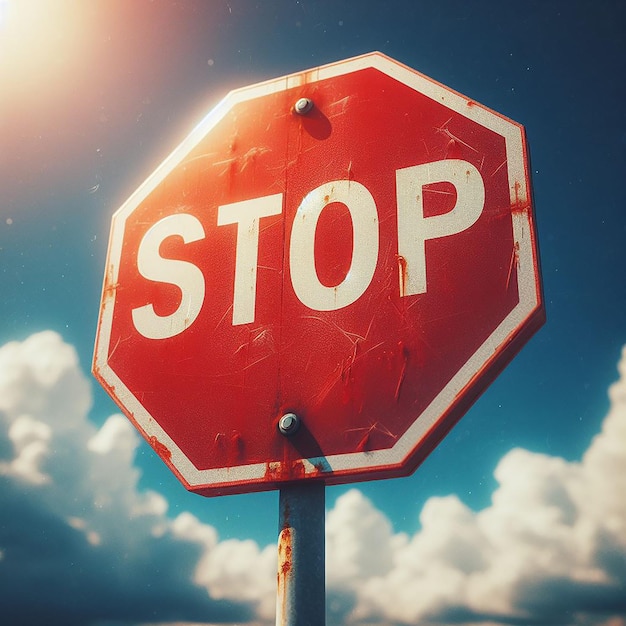 Stop sign by a road side