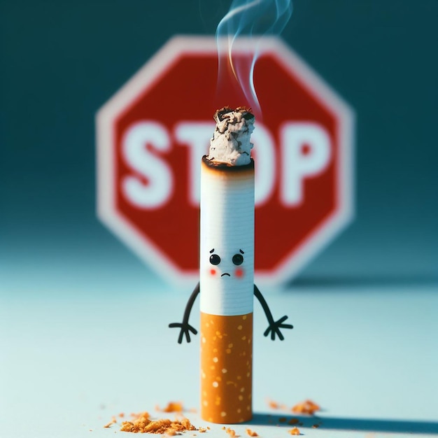 Stop smoking concept and sad smoking