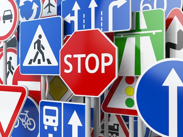 Stop Traffic road signs on the sky background