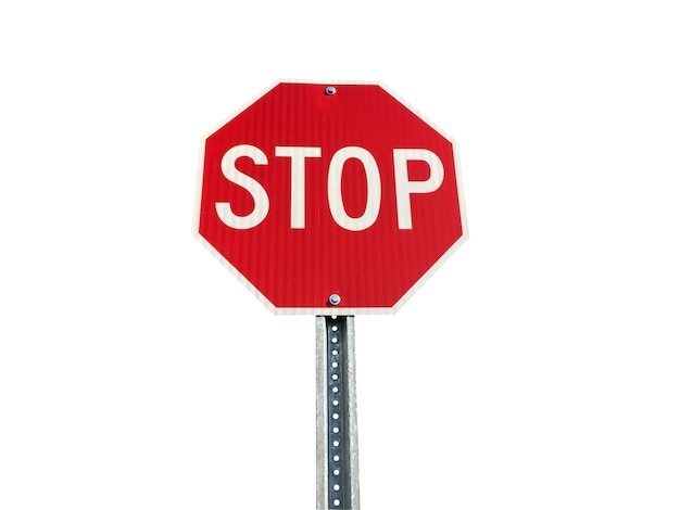 Foto stopbord tegen een witte achtergrond