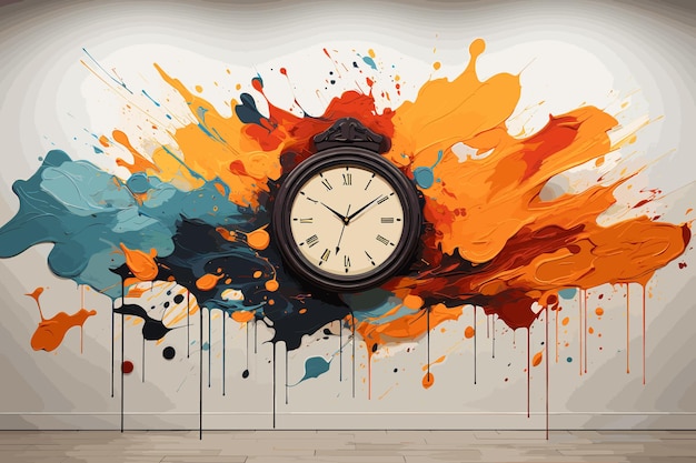 Stopwatch Timer Classic Stopwatch watercolor painting Abstract background