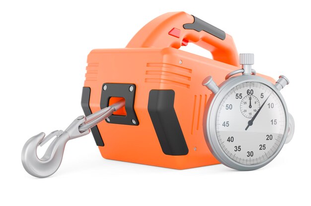 Stopwatch with electric winch 3D rendering