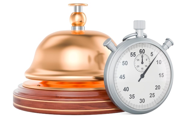 Photo stopwatch with reception bell 3d rendering