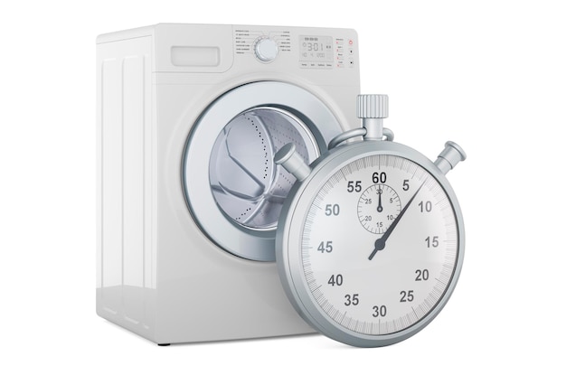 Stopwatch with washing machine 3D rendering