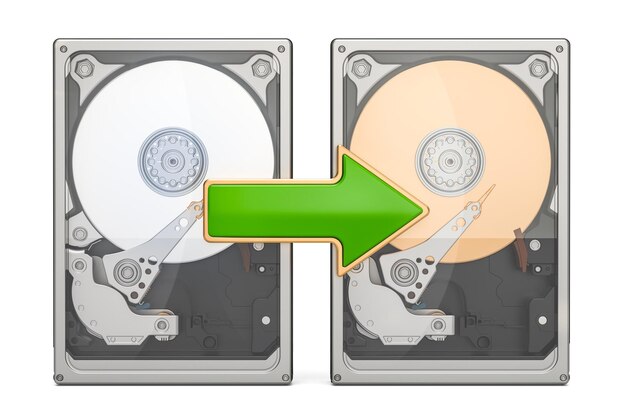 Photo storage backup concept with hdd 3d rendering