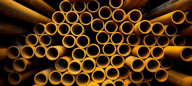 Photo storage of old scaffold tubes outside