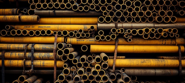 Photo storage of old scaffold tubes outside