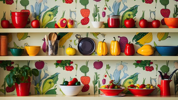 Photo storage shelf kitchen background