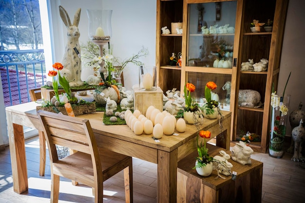 Store of decor with various easter decor elements for home.
showcase of the shop with easter attribu