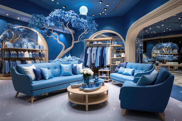 store decoration in blue theme inspiration ideas