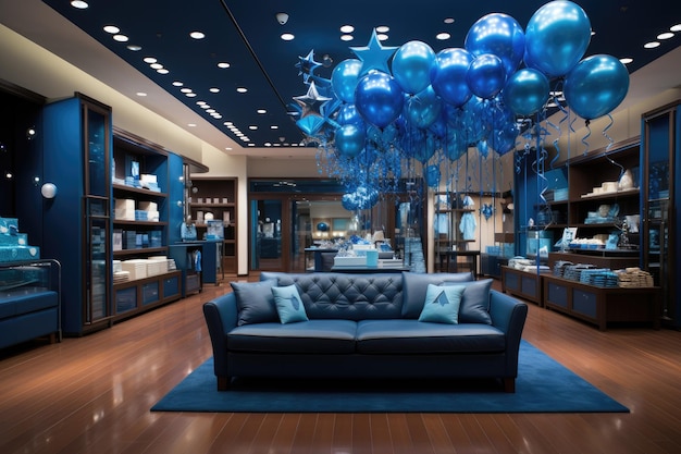 store decoration in blue theme inspiration ideas