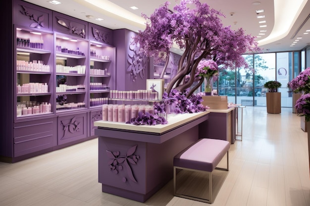 store decoration in purple theme inspiration ideas