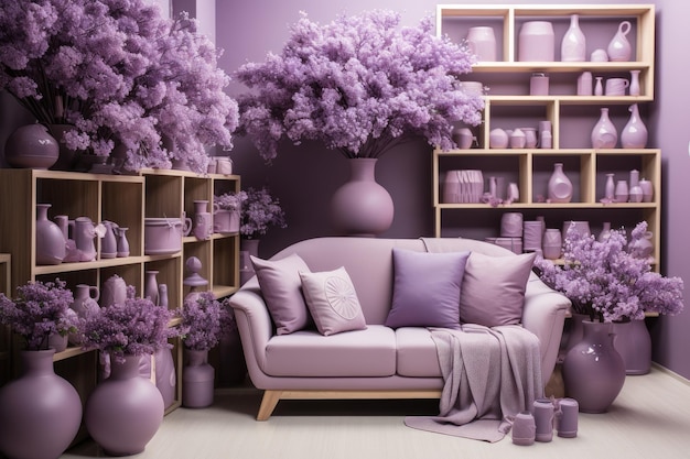 store decoration in violet purple theme inspiration ideas