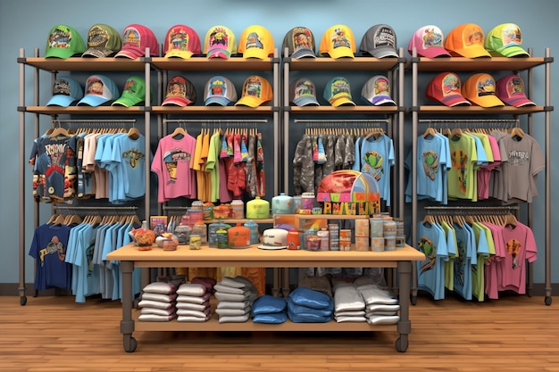 A store display showcasing an array of merchandise and colorful clothes Perfect for any occasion