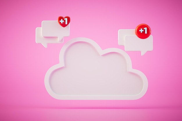 Store important messages in cloud storage message and storage icons on pink background 3D render