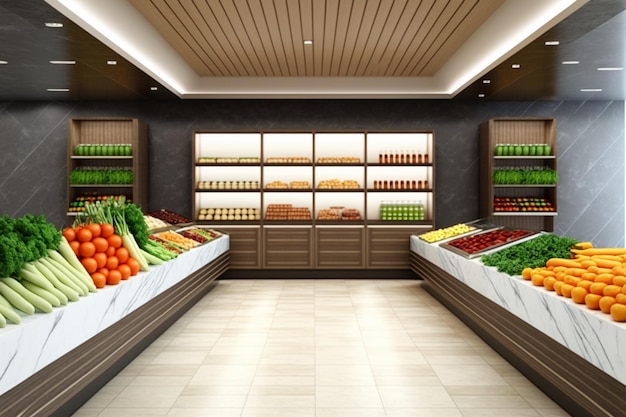 Photo a store with a display of fruits and vegetables