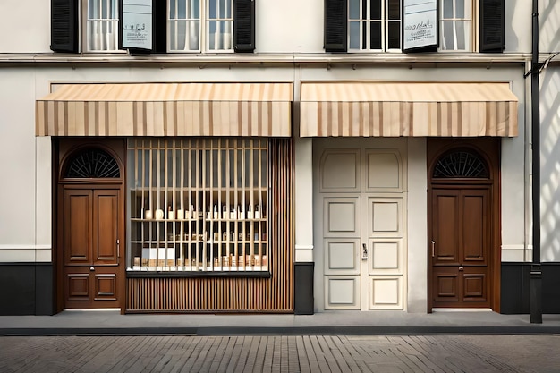 A storefront with a brown awning that says " the word " on it "